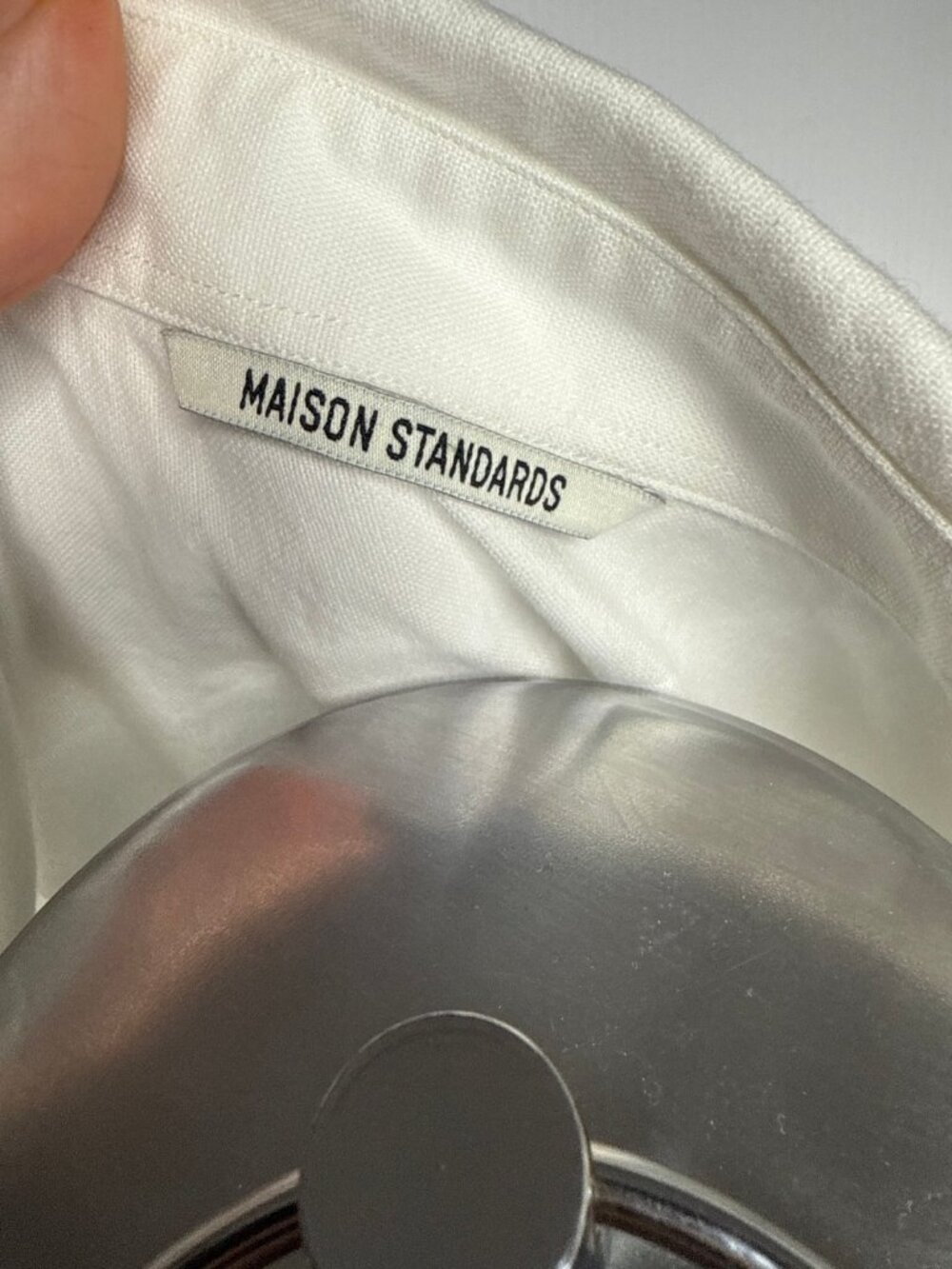 MAISON STANDARDS Peter Cotton Slim Fit Oxford White Shirtβ Size 42 - Picture 7 of 10